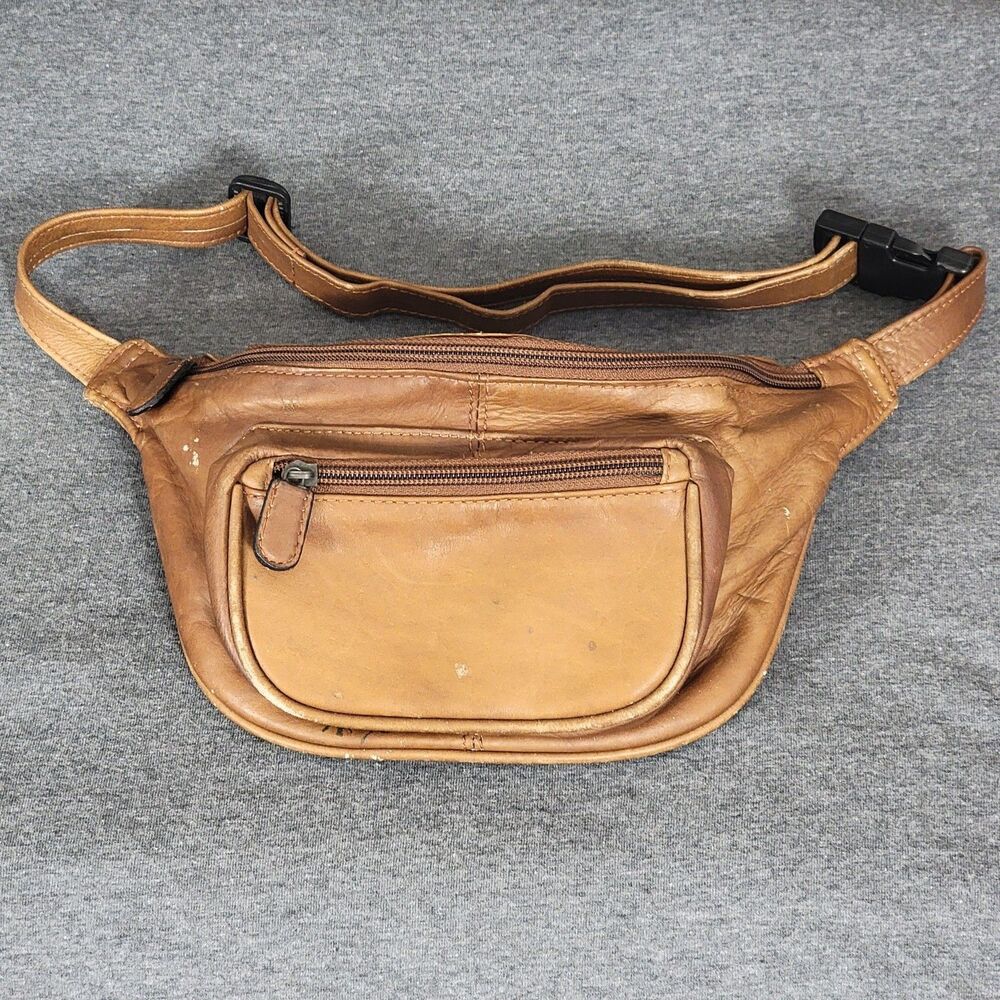 Boulder Ridge Bag Mens Womens Brown Leather Hip Waist Fanny Pack 24”- 38” Strap